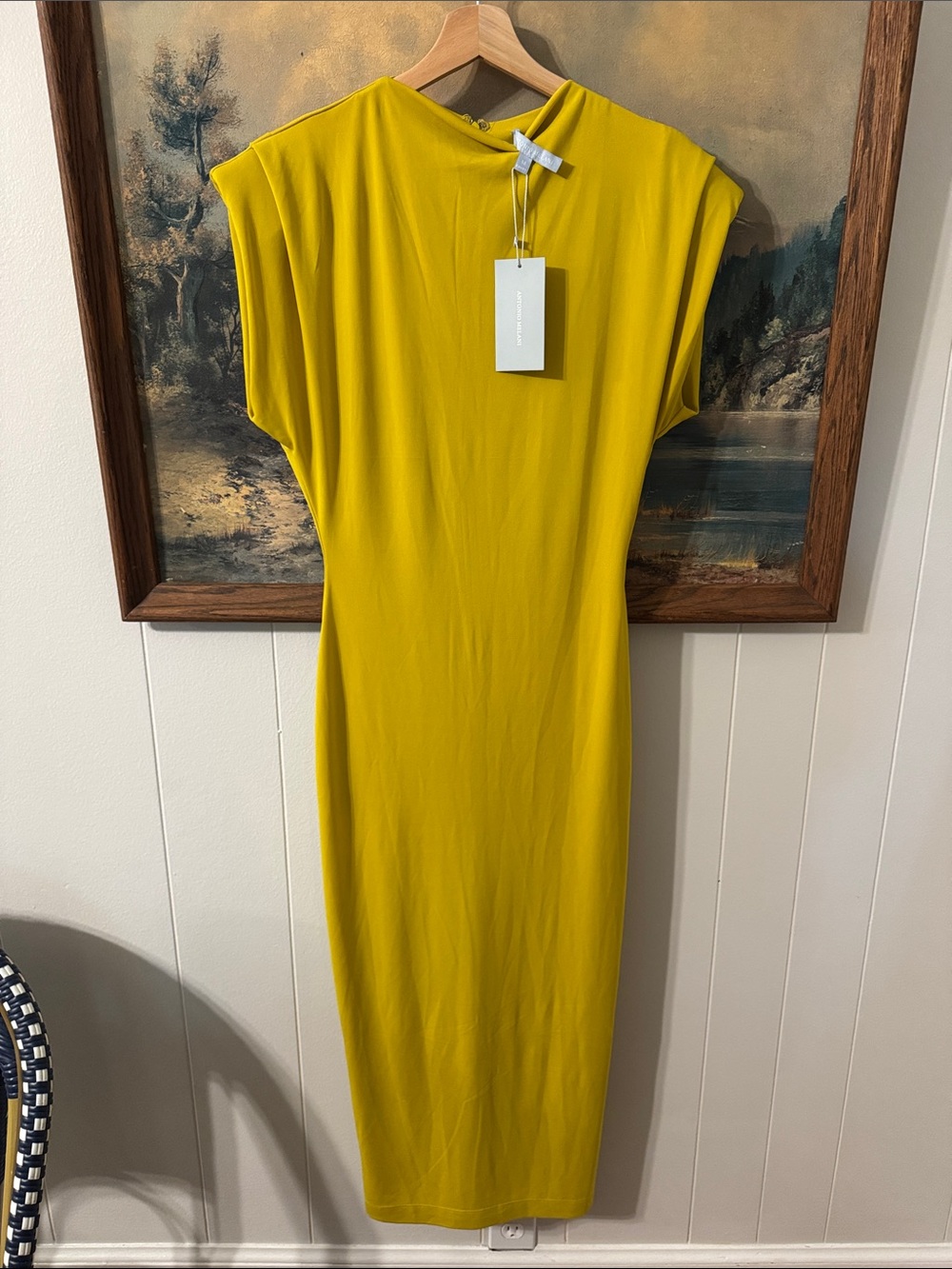 ANTONIO MELANI Bright Mustard Yellow Midi Dress